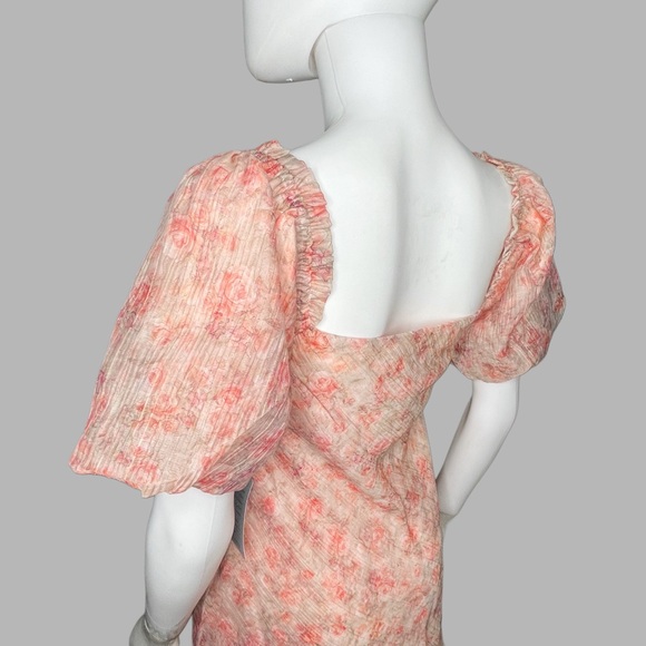 Lush Pink Floral Short Puff Sleeve Mini‎ Dress - Picture 6 of 8